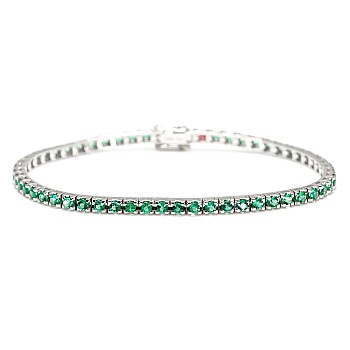 Tennis Bracelet in 18K White Gold with Emeralds br2694sm