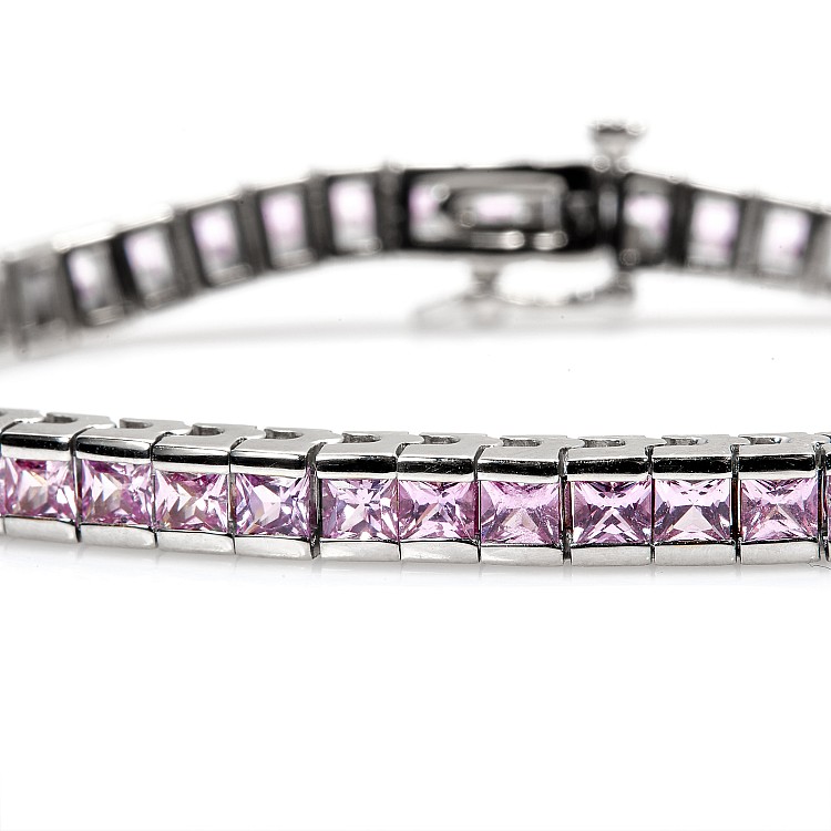 Gold Tennis Bracelet with Pink Sapphires br67503sf