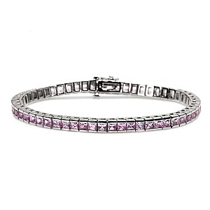 Gold Tennis Bracelet with Pink Sapphires br67503sf
