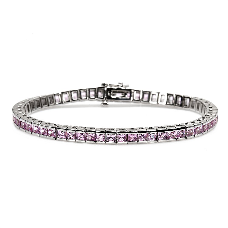 Gold Tennis Bracelet with Pink Sapphires br67503sf