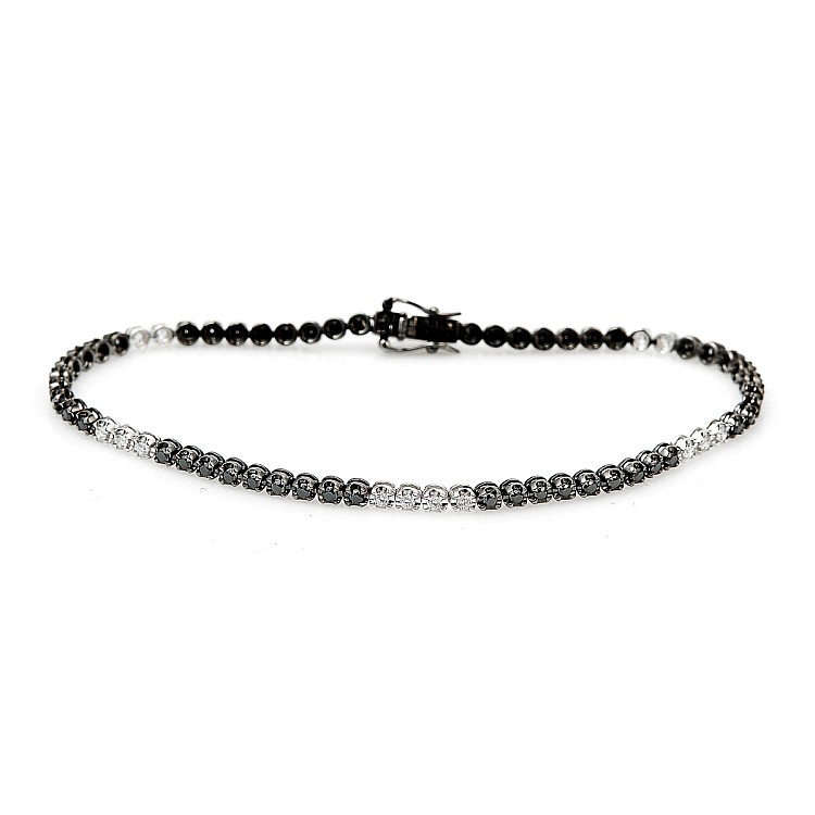 Gold tennis bracelet with black diamonds and colorless diamonds br2249dndi