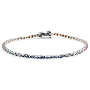 Gold tennis bracelet with multicolored Sapphires br2224sf