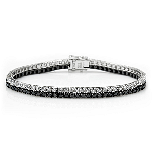 Gold tennis bracelet with black diamonds and colorless diamonds br2227dndi