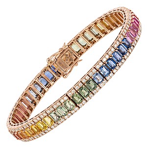 Bracelet br2258sfemdi in Gold with Emerald Multicolor Sapphires and Diamonds