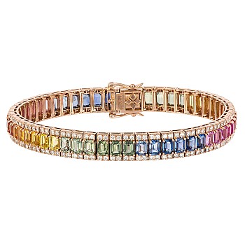 Bracelet br2258sfemdi in Gold with Emerald Multicolor Sapphires and Diamonds