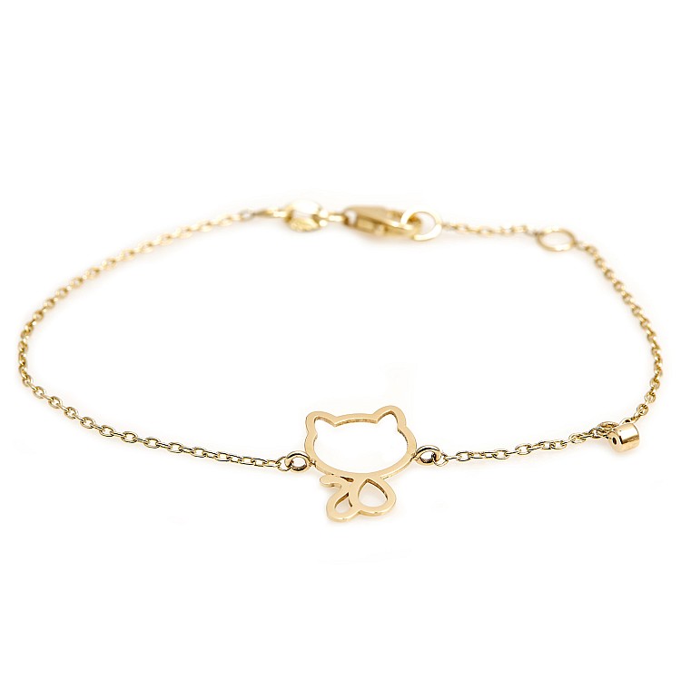 Cat Model Gold Bracelet br2676 with Natural Diamond