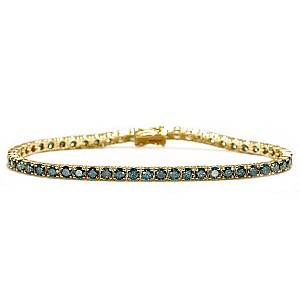 Gold Tennis Bracelet with Blue Diamonds 6.20ct br2687db