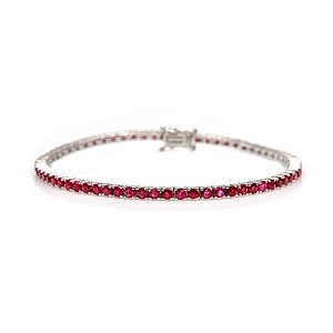 Gold tennis bracelet with rubies br2687rb