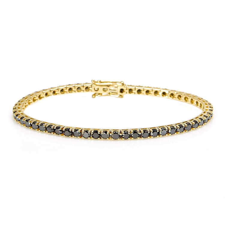 Tennis bracelet in Gold and Black Diamonds 5.30ct br2243dn