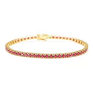 Gold tennis bracelet with rubies br2694rb