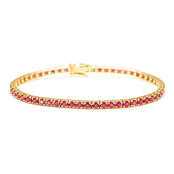 Tennis Bracelet in 18k Yellow Gold with Rubies br2694rb