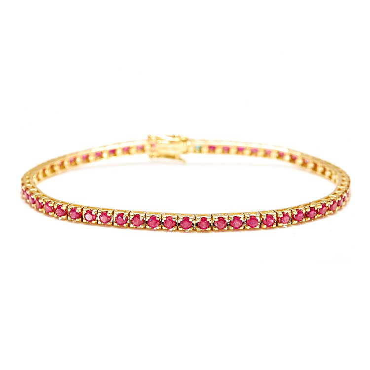 Gold tennis bracelet with rubies br2694rb