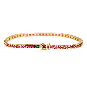 Tennis Bracelet in 18k Yellow Gold with Rubies br2694rb