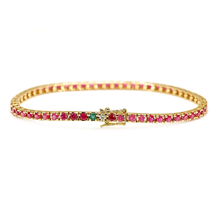 Gold tennis bracelet with rubies br2694rb