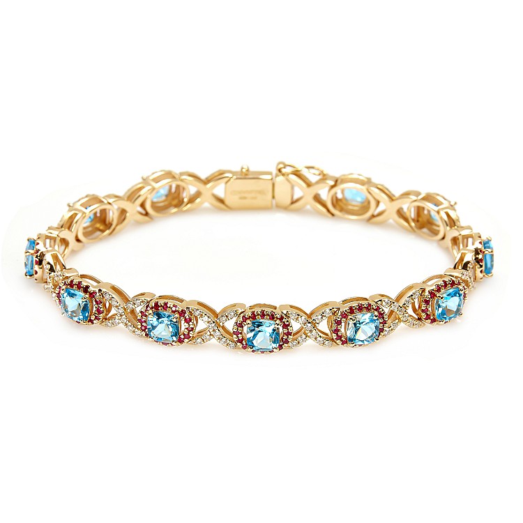 Gold bracelet br2705tpdirb with Diamonds, Rubies and Topazes