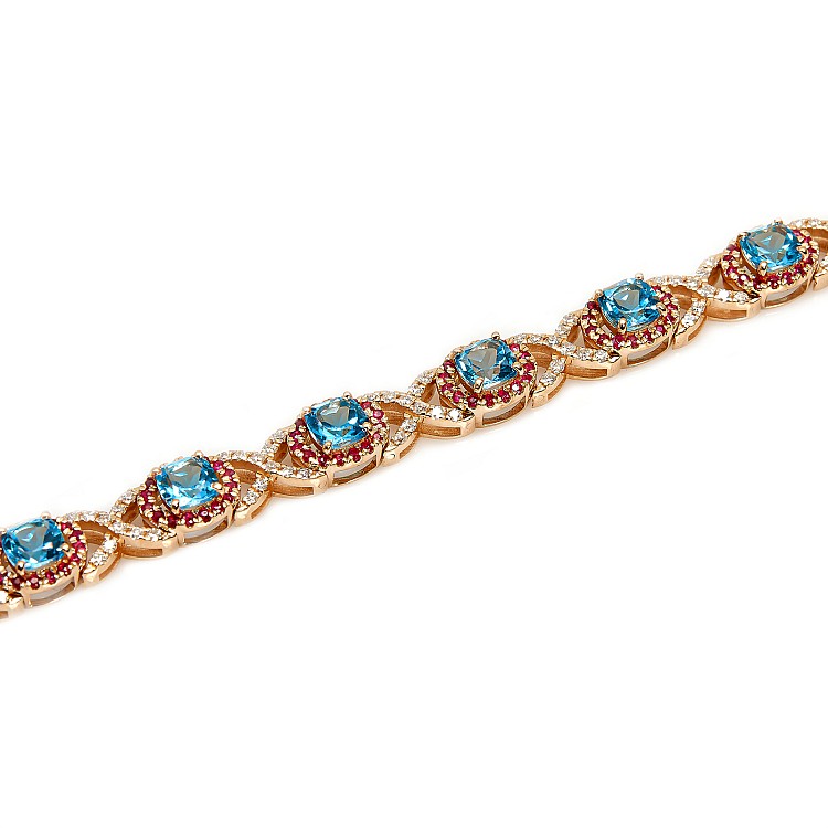 Gold bracelet br2705tpdirb with Diamonds, Rubies and Topazes