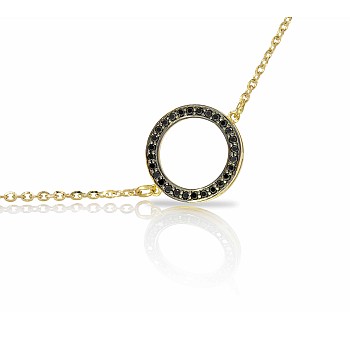 br306 Gold Bracelet with Black Diamonds