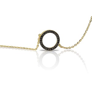 br306 Gold Bracelet with Black Diamonds