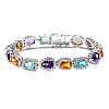 Fashion Gold Bracelet with Colored Stones, Topaz Amethyst Citrine and Diamonds br3899TpAmCiDi