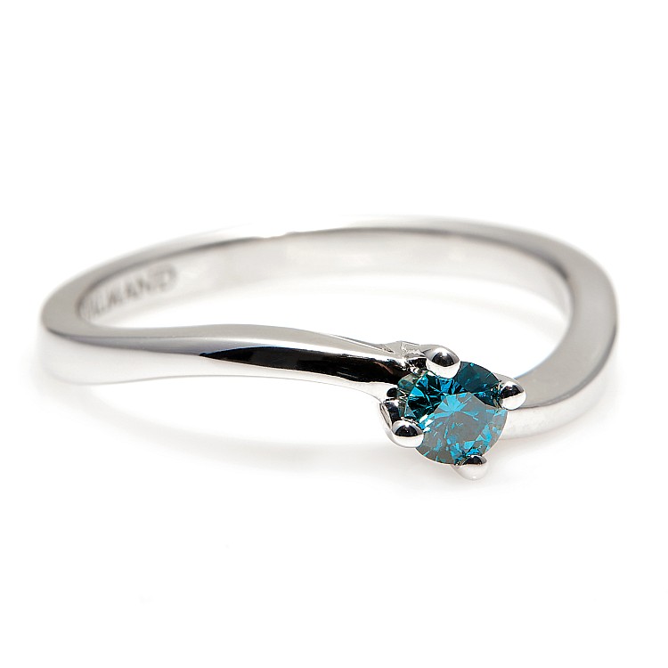 Engagement ring i001Db in Gold with Blue Diamond 0.10ct - 0.15ct