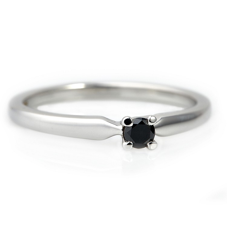 Gold engagement ring i004Dn with Black Diamond 0.10ct - 0.15ct