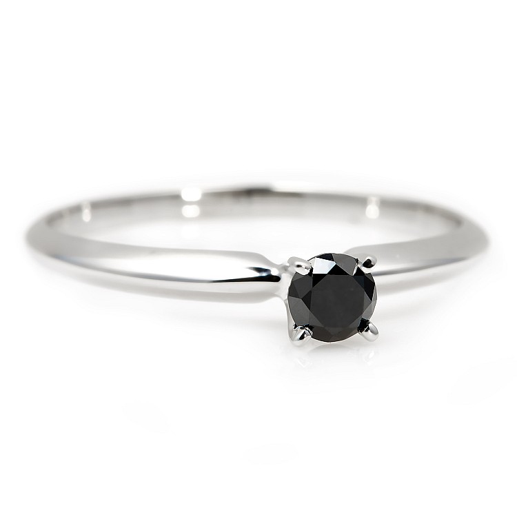 Gold engagement ring i007dn with Black Diamond 0.10ct - 0.15ct