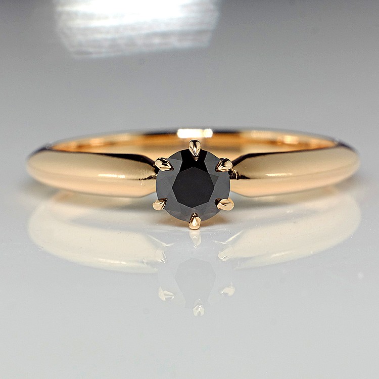 Gold engagement ring i012Dn with Black Diamond 0.33ct - 0.85ct