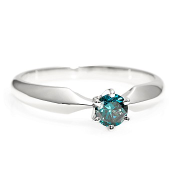 Engagement ring i017p6Db in Gold with Blue Diamond 0.20ct - 0.25ct