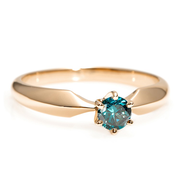 Engagement ring i017p6Db in Gold with Blue Diamond 0.30ct - 0.50ct