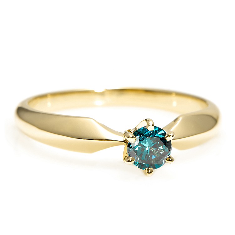 Engagement ring i017p6Db in Gold with Blue Diamond 0.30ct - 0.50ct