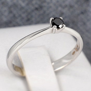 Gold engagement ring i026dn with Black Diamond 0.10ct - 0.15ct