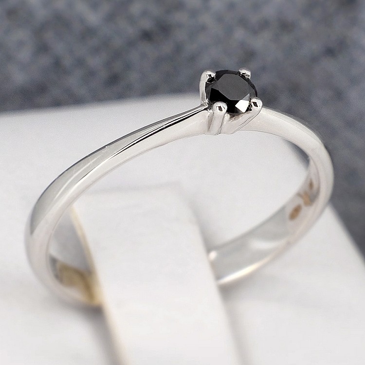 Gold engagement ring i026dn with Black Diamond 0.20ct - 0.33ct