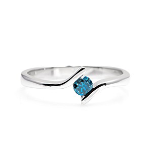 14k witgouden verlovingsring met blauwe diamant i060Db