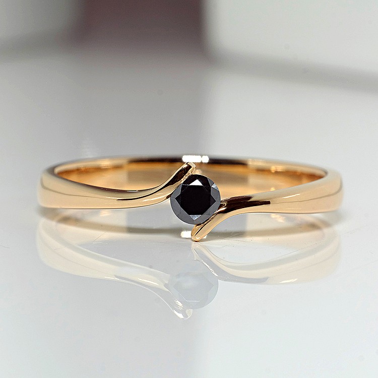 Engagement ring i060Dn in Gold with Black Diamond 0.20ct - 0.33ct