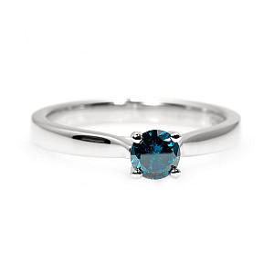 14k White Gold Solitaire Engagement Ring with Blue Diamond i122089db