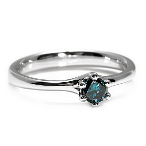 14k witgouden solitaire-verlovingsring met blauwe diamant i122118db