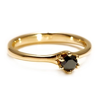 14k Yellow Gold Engagement Ring with Black Diamond i122118Dn