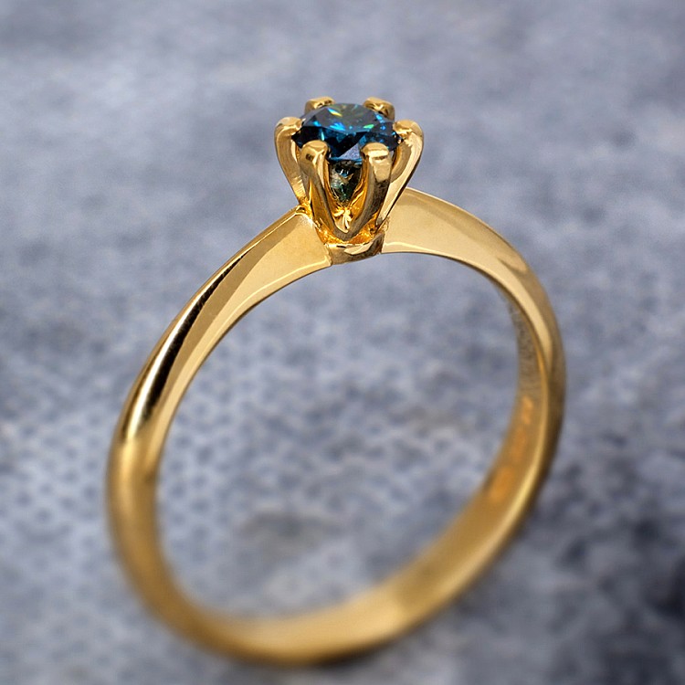 Engagement ring model Tiffany i168DB in Gold with Blue Diamond 0.10ct - 0.15ct