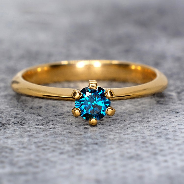 Engagement ring model Tiffany i168DB in Gold with Blue Diamond 0.10ct - 0.15ct