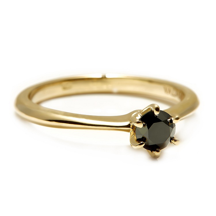 Tiffany model engagement ring in 14k Yellow Gold with Black Diamond i168dn