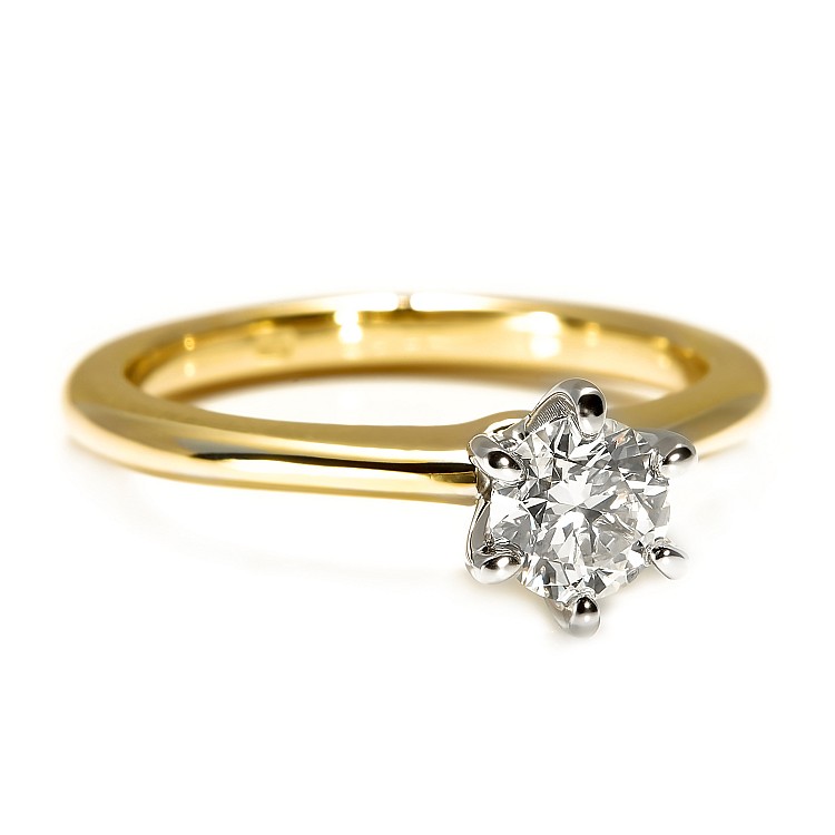 Bicolor engagement ring Tiffany model in Gold with Diamond - GIA 0.30ct - 0.40ct i1450