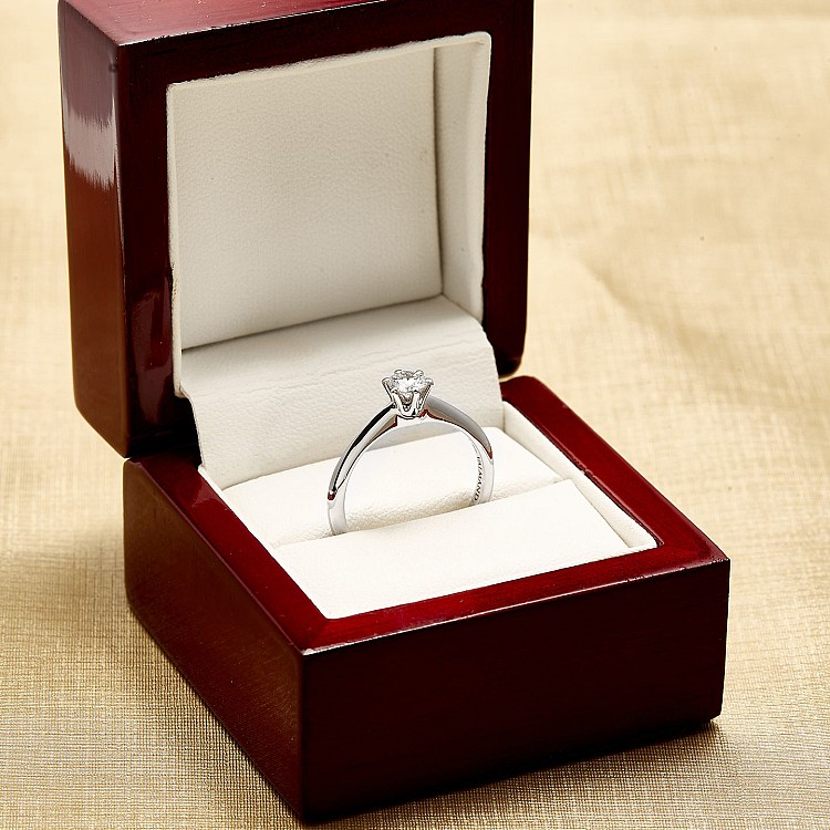 18K White Gold Engagement Ring Tiffany Model with Diamond 0.30ct GIA Certificate i168