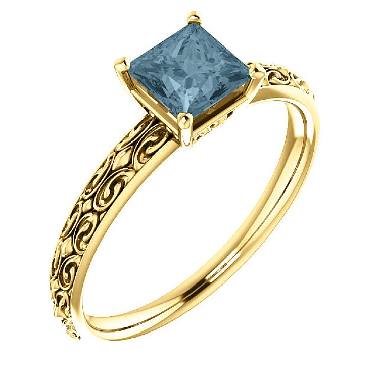 Engagement ring i71618Db in Gold with Blue Diamond 0.30ct - 0.50ct