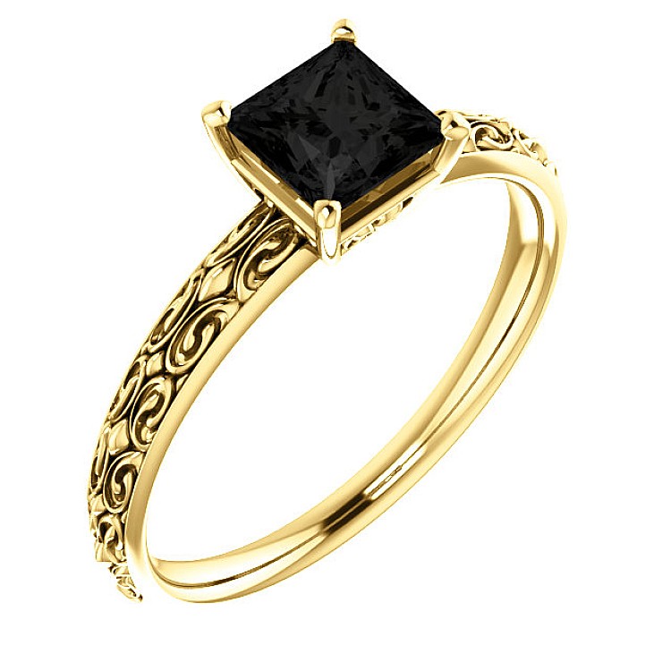 Gold engagement ring i71618Dn with Black Diamond 0.33ct - 0.85ct