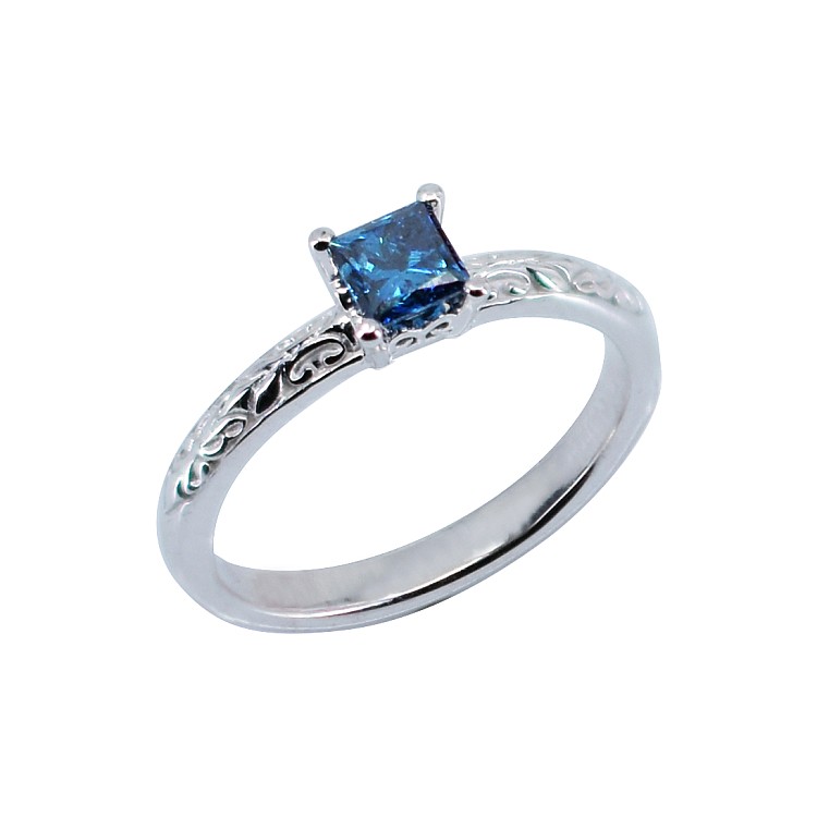 Engagement ring i71906Db in Gold with Blue Diamond