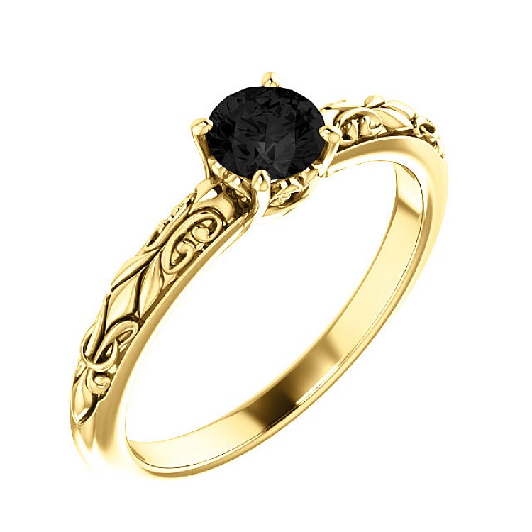 Gold engagement ring i71906Dn with Black Diamond 0.33ct - 0.85ct