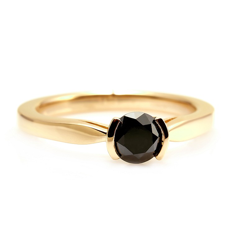 Engagement ring i114Dn in Gold with Black Diamond 0.20ct - 0.33ct