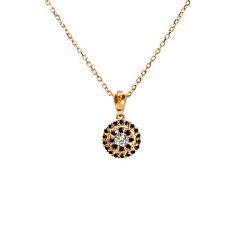 14k Rose Gold Entourage Pendant with Colorless Diamond and Black Diamonds pan1647didn