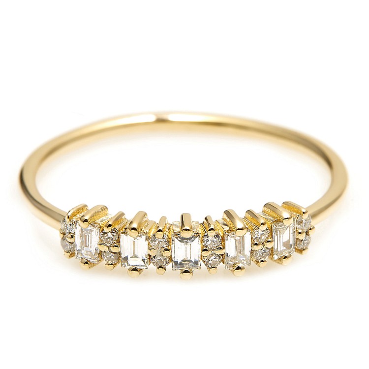 Trendy ring s030 in Gold or Platinum with Diamonds