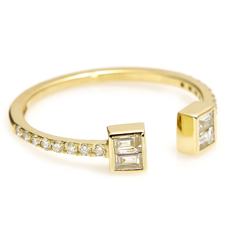 Trendiger Ring S050 in Gold oder Platin mit Diamanten